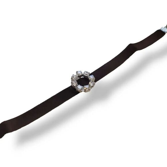 NEW Vintage 90's Y2K 2PC Velvet and Rhinestone Bracelet in Brown and Black - Picture 13 of 13